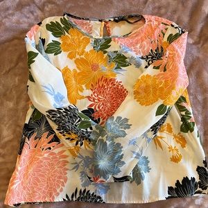 Zara Floral Colorful Blouse, Size Small